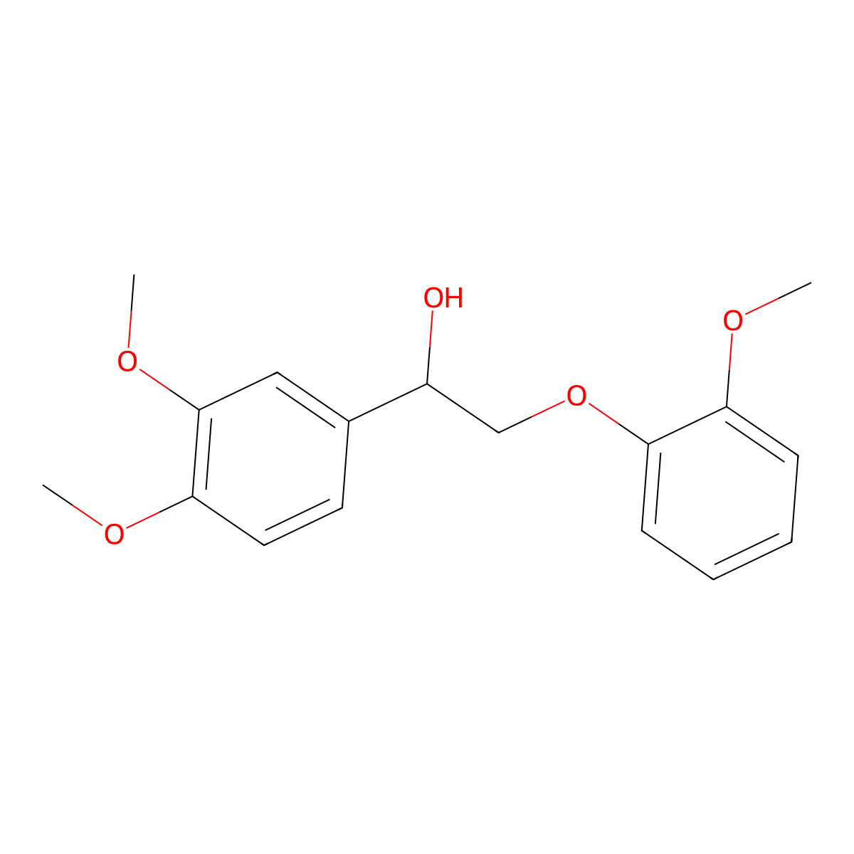 1-(3,4-Dimethoxyphenyl)-2-(2-methoxyphenoxy)ethanol molecular structure, CAS 17078-88-5