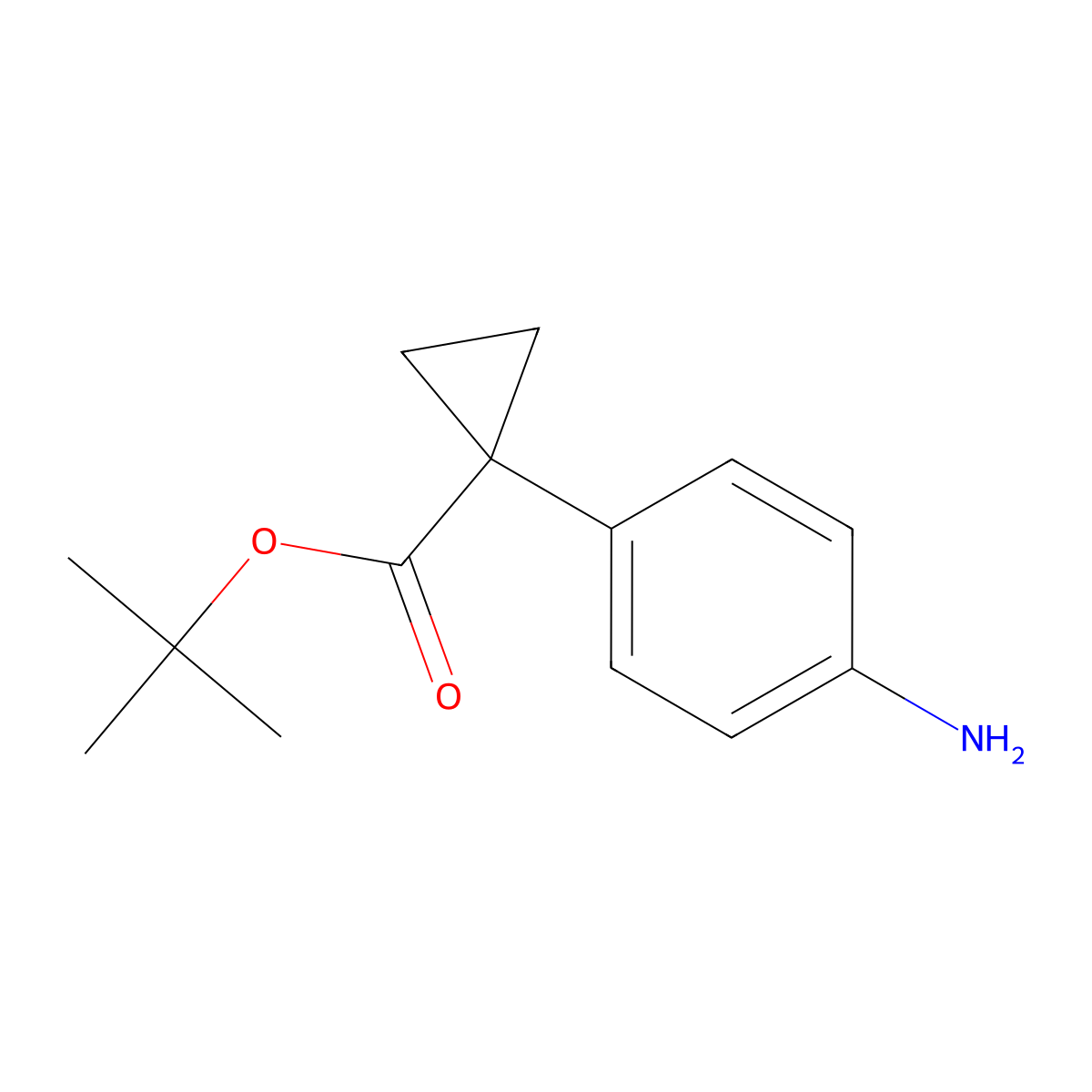Tert-butyl 1-(4-aminophenyl)cyclopropane-1-carboxylate molecular structure, CAS 1707978-39-9