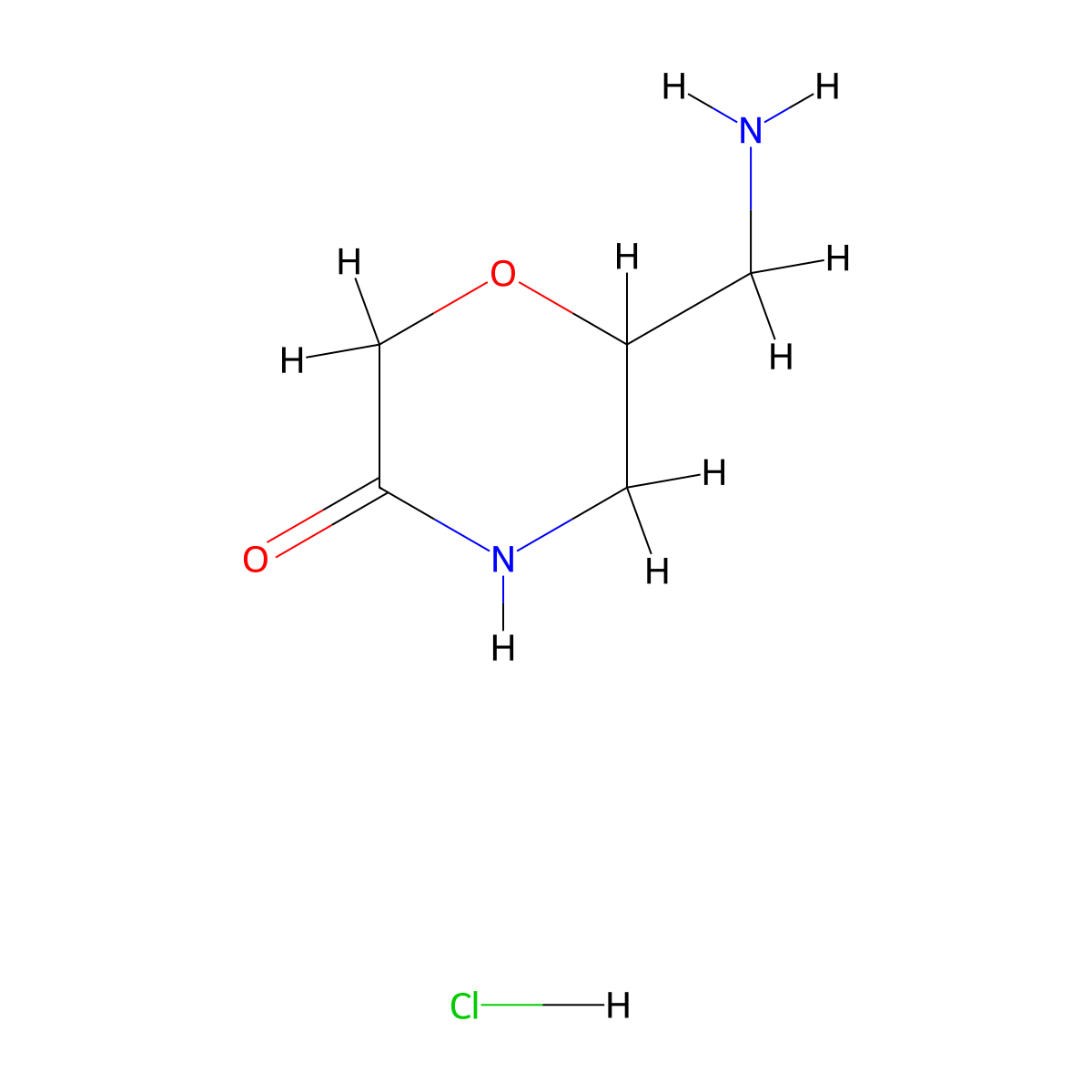 6-(Aminomethyl)morpholin-3-one hydrochloride molecular structure, CAS 170799-36-7