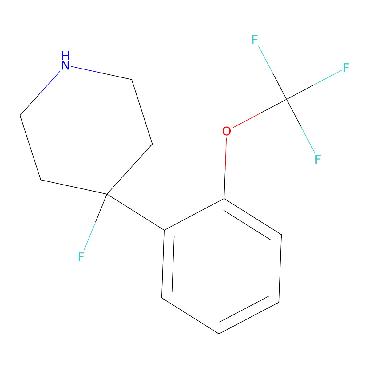 4-Fluoro-4-[2-(trifluoromethoxy)phenyl]piperidine molecular structure, CAS 1707999-78-7