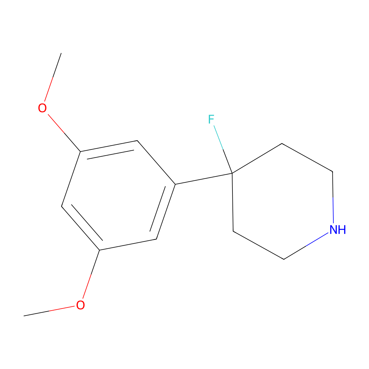 4-(3,5-Dimethoxyphenyl)-4-fluoropiperidine molecular structure, CAS 1707999-91-4