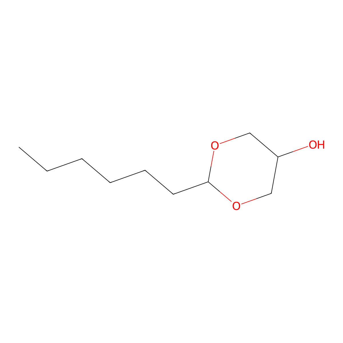 1,3-Dioxan-5-ol, 2-hexyl- molecular structure, CAS 1708-36-7