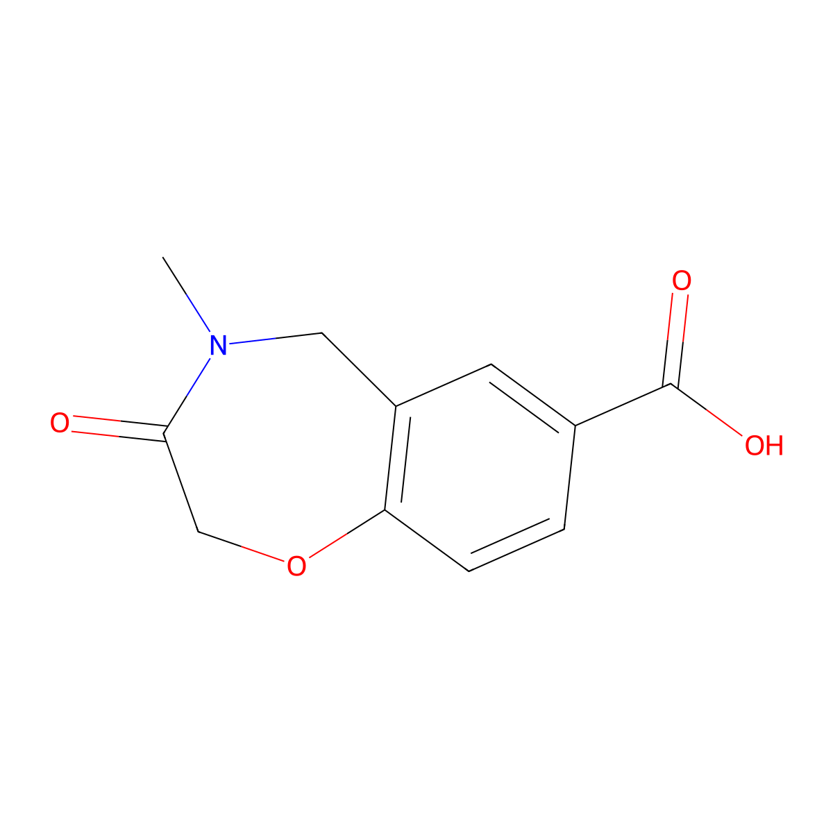 4-Methyl-3-oxo-2,3,4,5-tetrahydrobenzo[f][1,4]oxazepine-7-carboxylic acid molecular structure, CAS 1708013-53-9