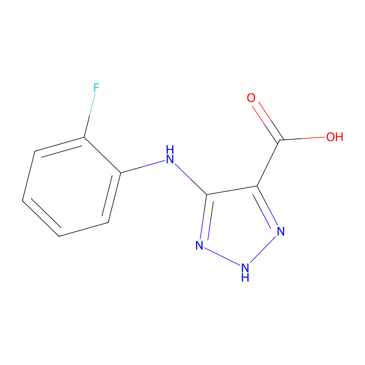 5-((2-fluorophenyl)amino)-1H-1,2,3-triazole-4-carboxylic acid molecular structure, CAS 1708013-59-5