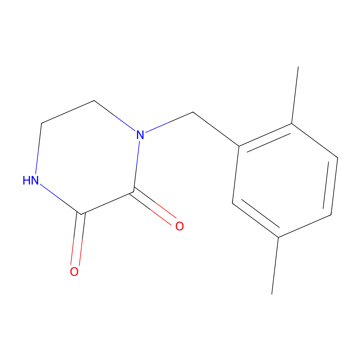 1-(2,5-Dimethylbenzyl)piperazine-2,3-dione molecular structure, CAS 1708013-64-2