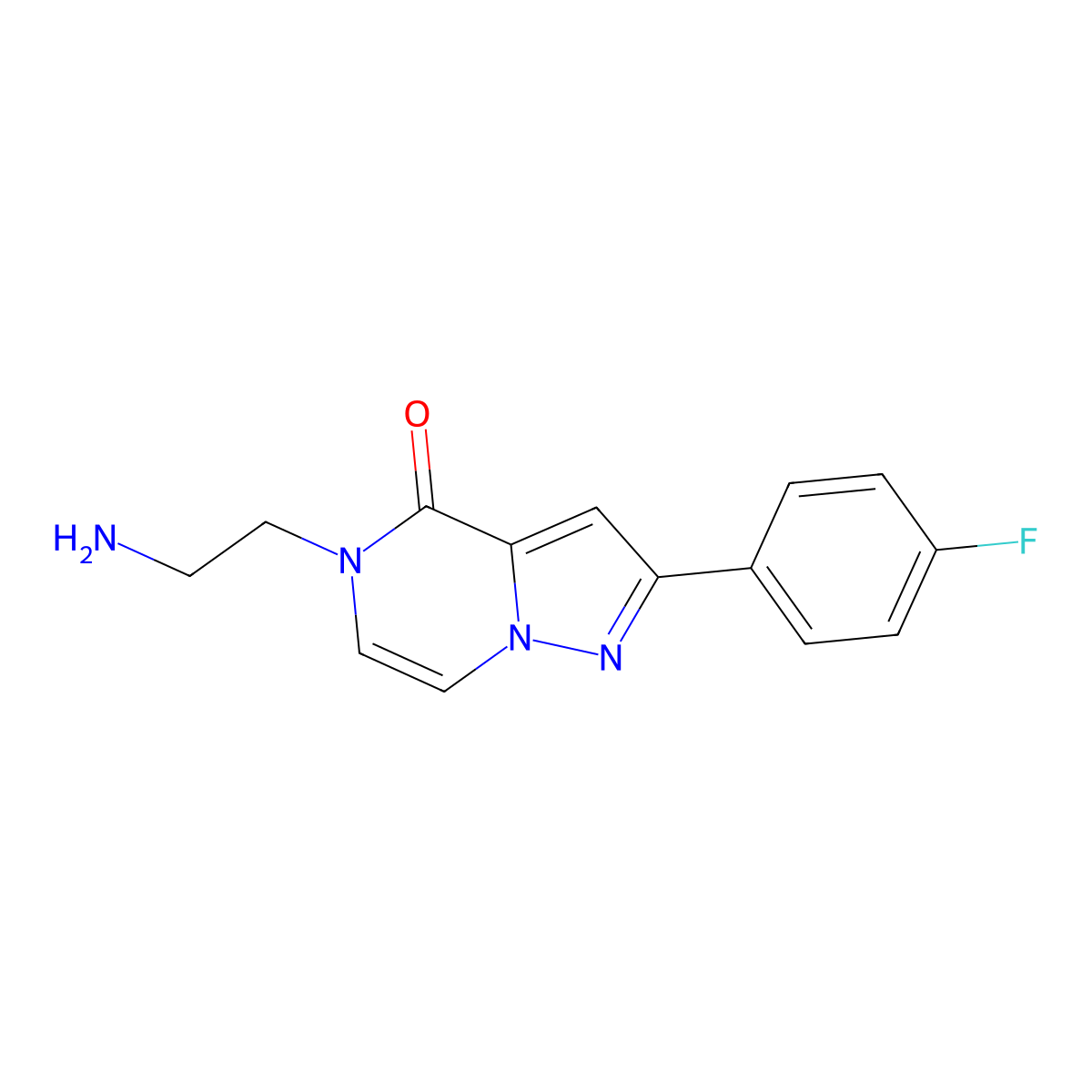 5-(2-aminoethyl)-2-(4-fluorophenyl)-4H,5H-pyrazolo[1,5-a]pyrazin-4-one molecular structure, CAS 1708013-71-1