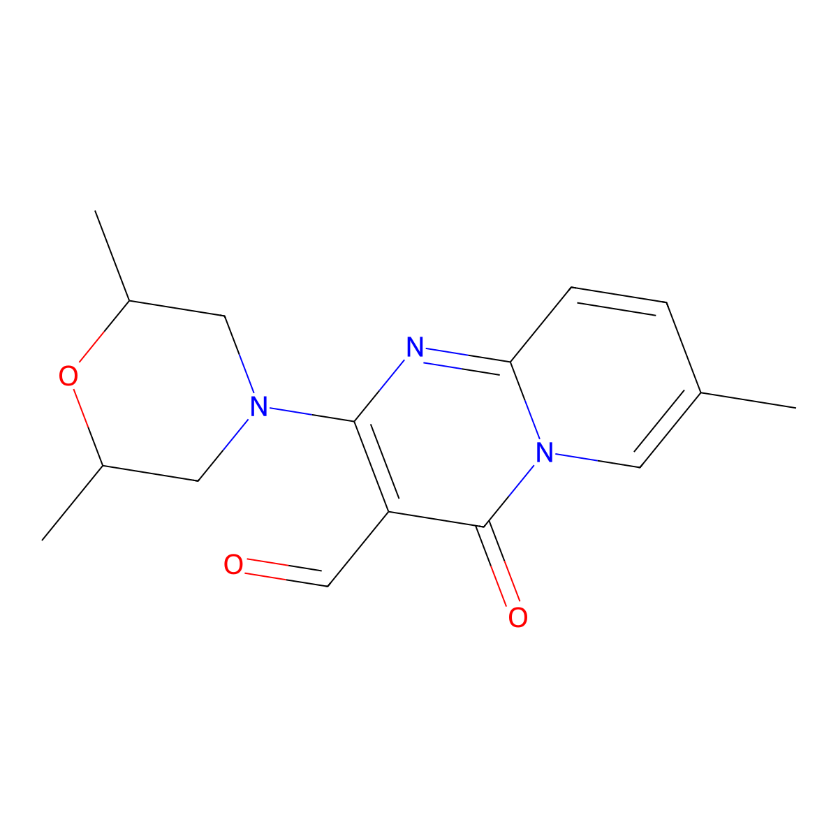 2-(2,6-dimethylmorpholin-4-yl)-7-methyl-4-oxo-4H-pyrido[1,2-a]pyrimidine-3-carbaldehyde molecular structure, CAS 1708025-19-7