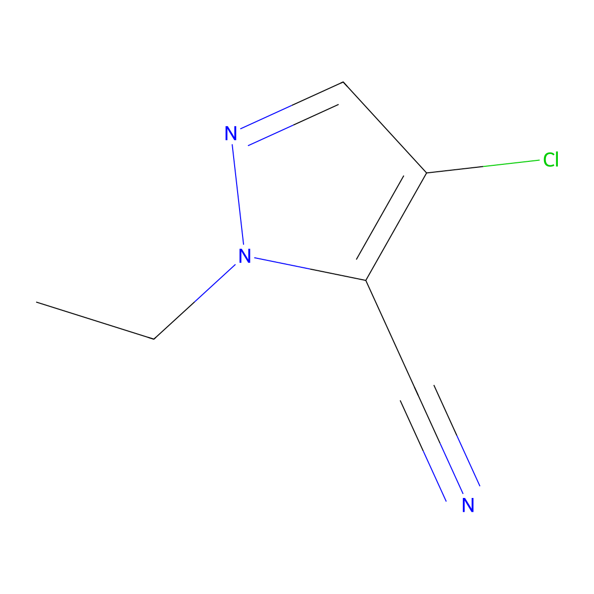 4-Chloro-1-ethyl-1H-pyrazole-5-carbonitrile molecular structure, CAS 1708027-10-4