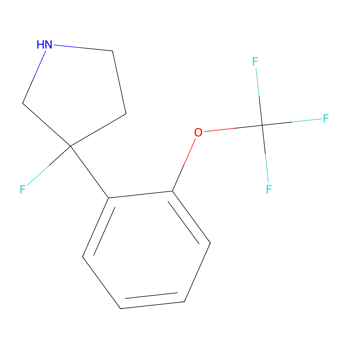 3-Fluoro-3-[2-(trifluoromethoxy)phenyl]pyrrolidine molecular structure, CAS 1708035-59-9