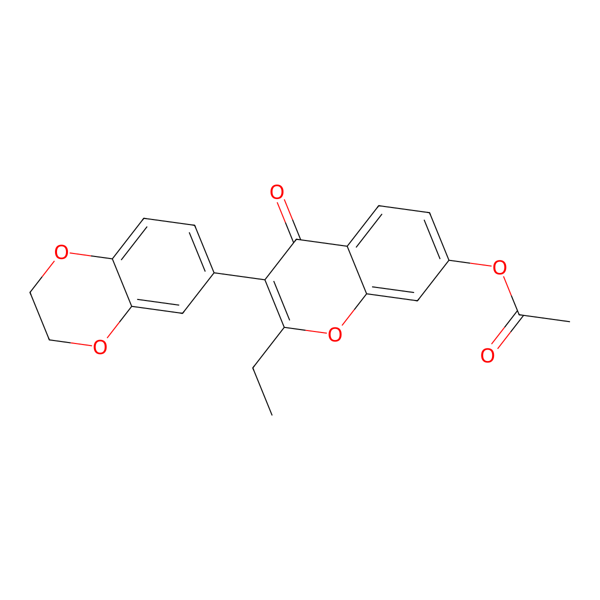 3-(2,3-dihydrobenzo[b][1,4]dioxin-6-yl)-2-ethyl-4-oxo-4H-chromen-7-yl acetate molecular structure, CAS 170807-09-7