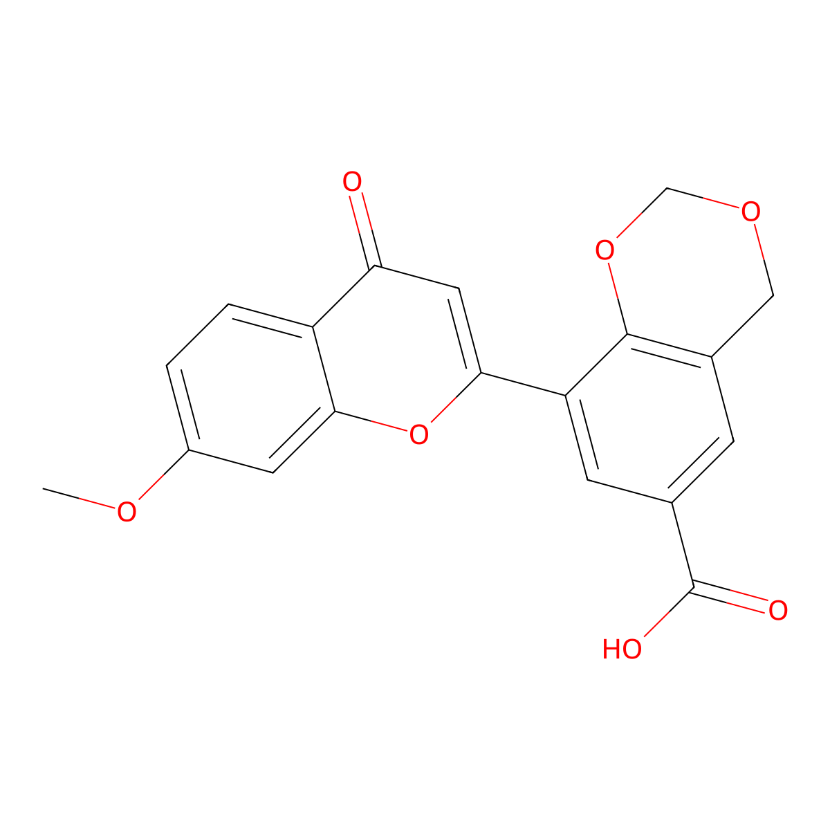 8-(7-methoxy-4-oxo-4H-chromen-2-yl)-4H-1,3-benzodioxine-6-carboxylic acid molecular structure, CAS 170807-37-1