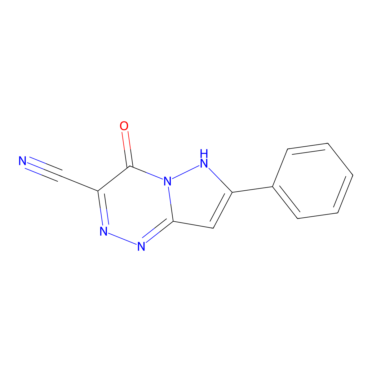 4-Oxo-7-phenyl-1,4-dihydropyrazolo[5,1-c][1,2,4]triazine-3-carbonitrile molecular structure, CAS 1708079-61-1