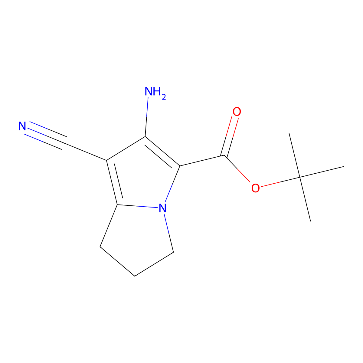 tert-Butyl 6-amino-7-cyano-2,3-dihydro-1H-pyrrolizine-5-carboxylate molecular structure, CAS 1708079-62-2