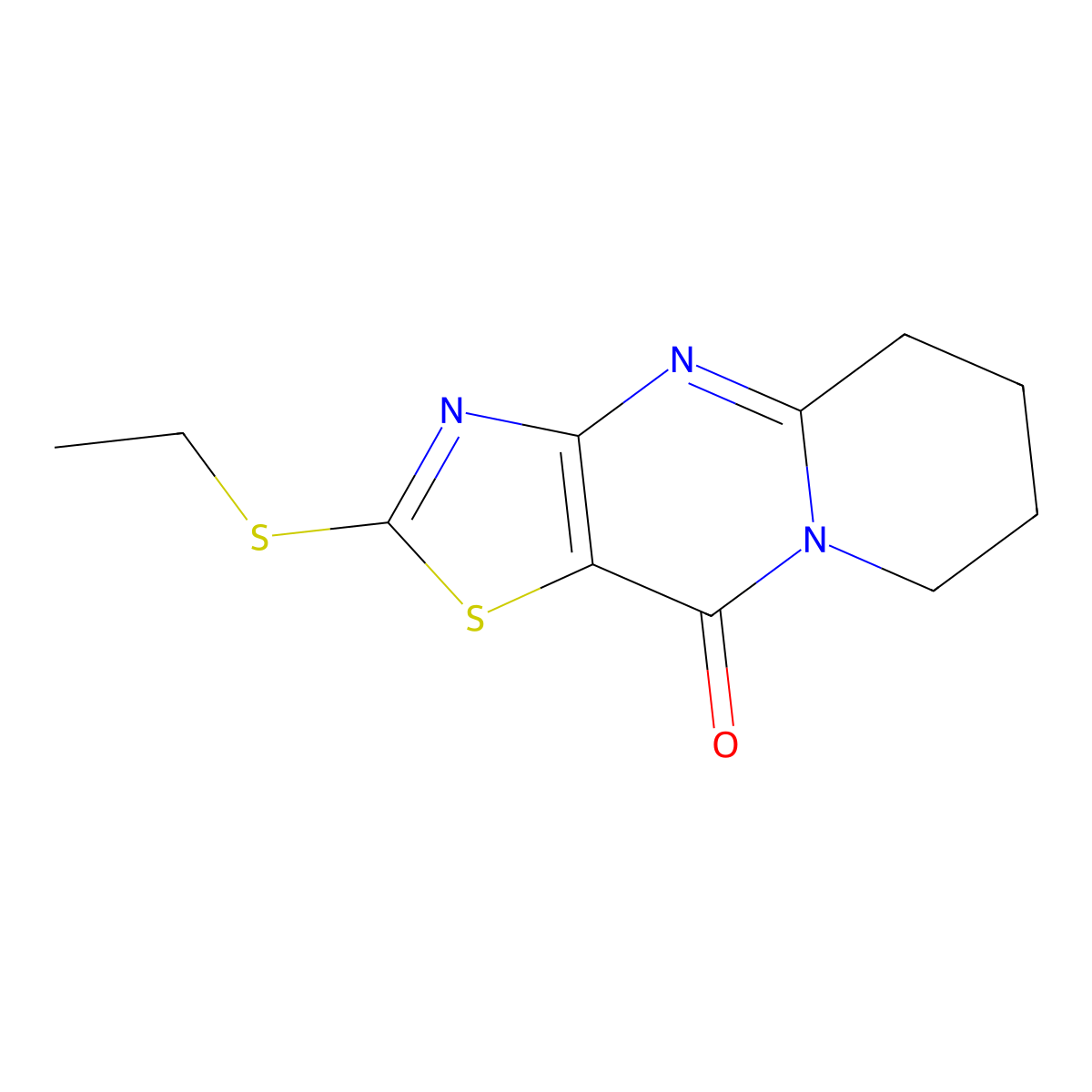 2-(ethylthio)-5,6,7,8-tetrahydro-10H-pyrido[1,2-a][1,3]thiazolo[4,5-d]pyrimidin-10-one molecular structure, CAS 1708079-67-7
