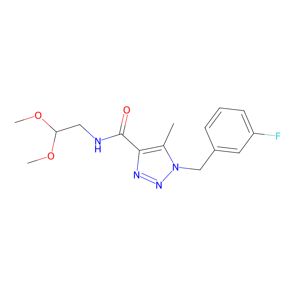N-(2,2-dimethoxyethyl)-1-(3-fluorobenzyl)-5-methyl-1H-1,2,3-triazole-4-carboxamide molecular structure, CAS 1708079-70-2