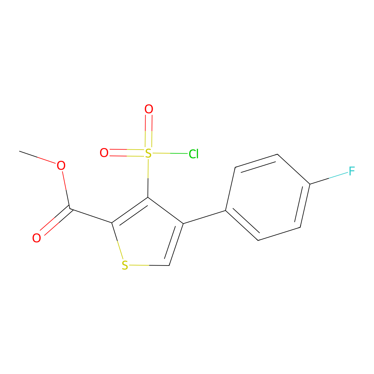 Methyl 3-(chlorosulfonyl)-4-(4-fluorophenyl)thiophene-2-carboxylate molecular structure, CAS 1708079-74-6