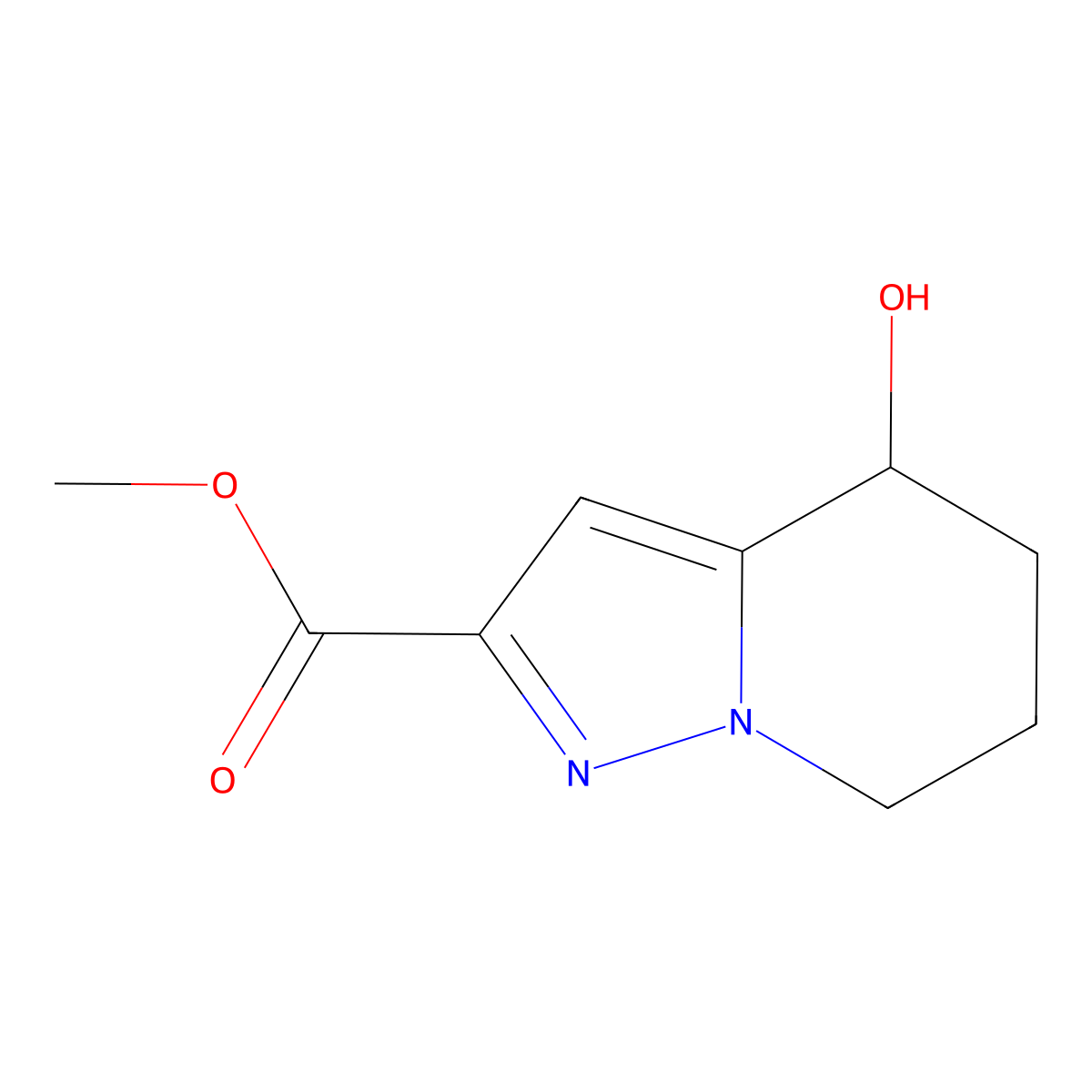 Methyl 4-hydroxy-4,5,6,7-tetrahydropyrazolo[1,5-a]pyridine-2-carboxylate molecular structure, CAS 1708080-08-3