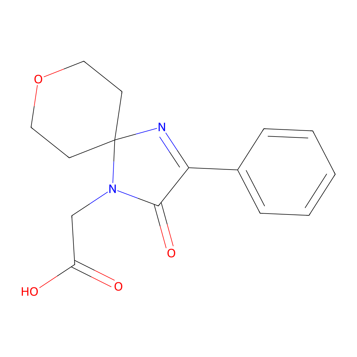 2-(2-Oxo-3-phenyl-8-oxa-1,4-diazaspiro[4.5]dec-3-en-1-yl)acetic acid molecular structure, CAS 1708080-17-4