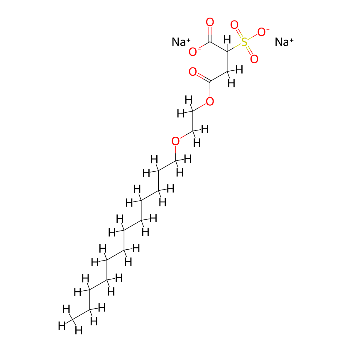 Butanedioic acid, 2-sulfo-, 4-(2-(dodecyloxy)ethyl) ester, sodium salt (1:2) molecular structure, CAS 170809-72-0