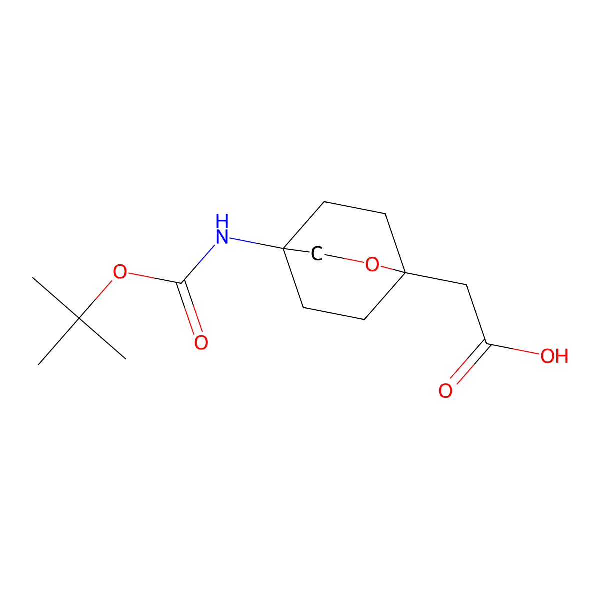 2-(4-((tert-Butoxycarbonyl)amino)-2-oxabicyclo[2.2.2]octan-1-yl)acetic acid molecular structure, CAS 1708093-90-6