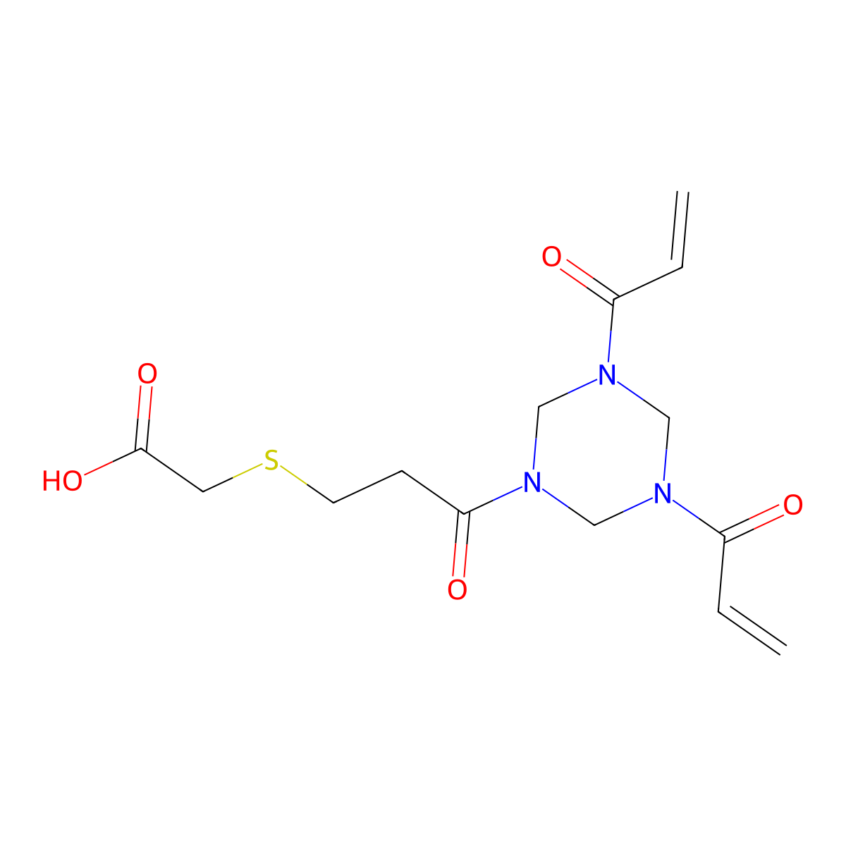 2-((3-(3,5-Diacryloyl-1,3,5-triazinan-1-yl)-3-oxopropyl)thio)acetic acid molecular structure, CAS 1708096-33-6