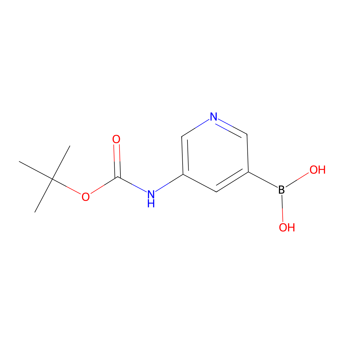 (5-((Tert-butoxycarbonyl)amino)pyridin-3-YL)boronic acid molecular structure, CAS 1708122-98-8