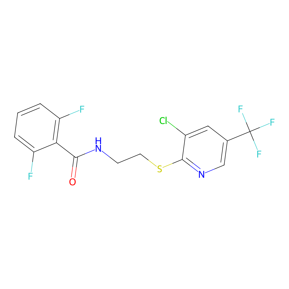 N-(2-{[3-chloro-5-(trifluoromethyl)pyridin-2-yl]sulfanyl}ethyl)-2,6-difluorobenzamide molecular structure, CAS 1708126-04-8