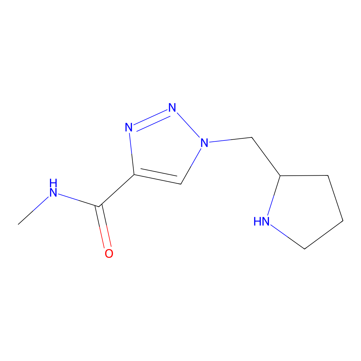 N-methyl-1-[(pyrrolidin-2-yl)methyl]-1H-1,2,3-triazole-4-carboxamide molecular structure, CAS 1708157-57-6