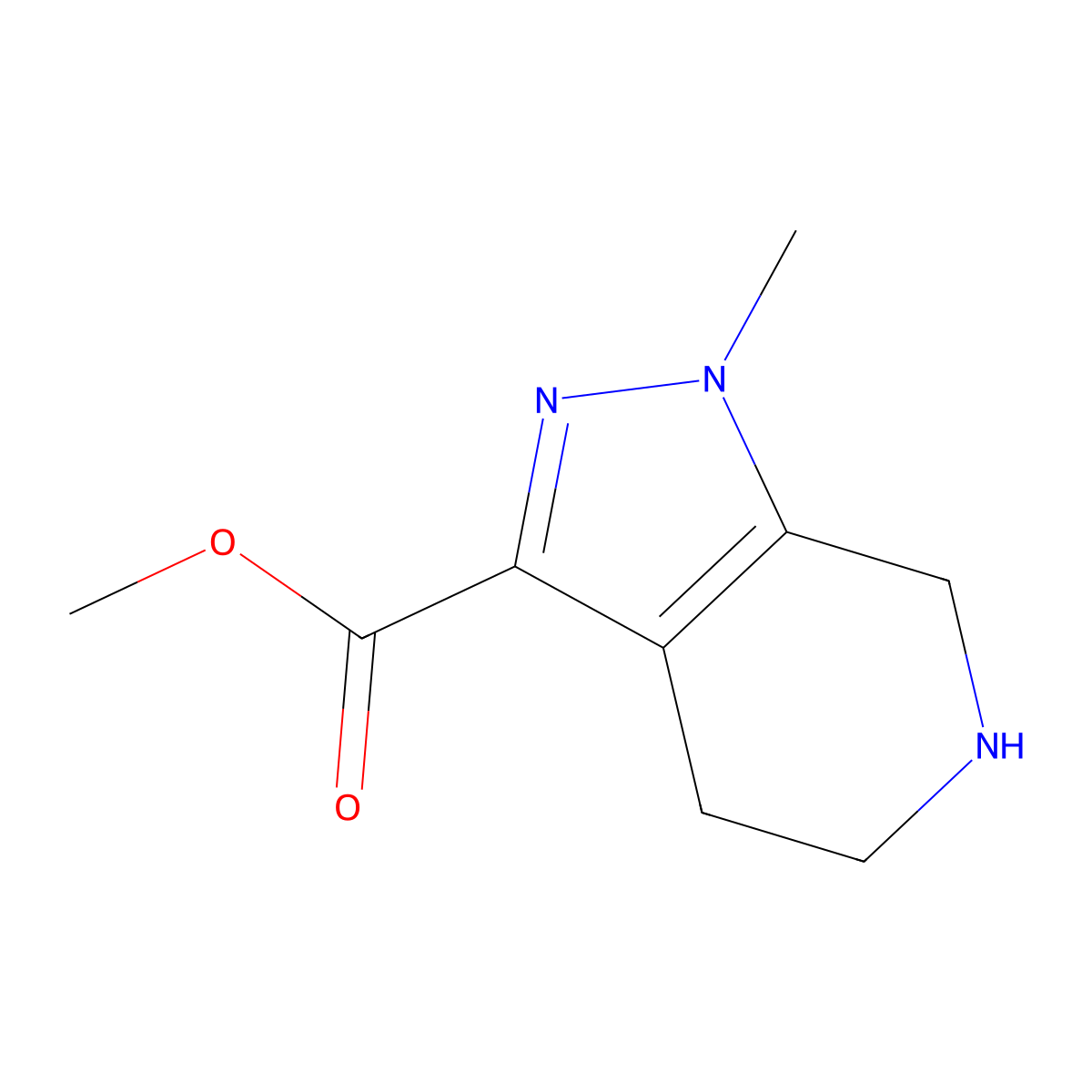 Methyl 1-methyl-1H,4H,5H,6H,7H-pyrazolo[3,4-c]pyridine-3-carboxylate molecular structure, CAS 1708157-78-1