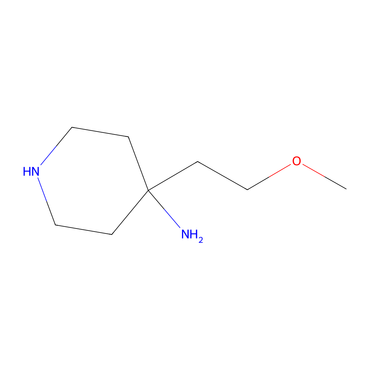 4-(2-Methoxyethyl)piperidin-4-amine molecular structure, CAS 1708157-81-6