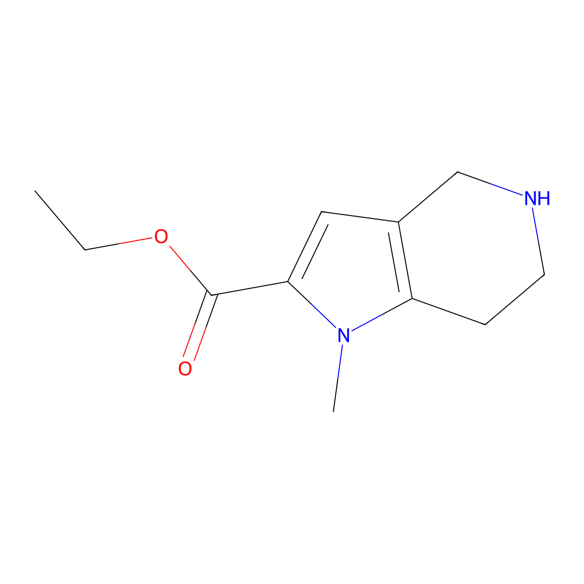 Ethyl 1-methyl-4,5,6,7-tetrahydro-1H-pyrrolo[3,2-c]pyridine-2-carboxylate molecular structure, CAS 1708168-11-9