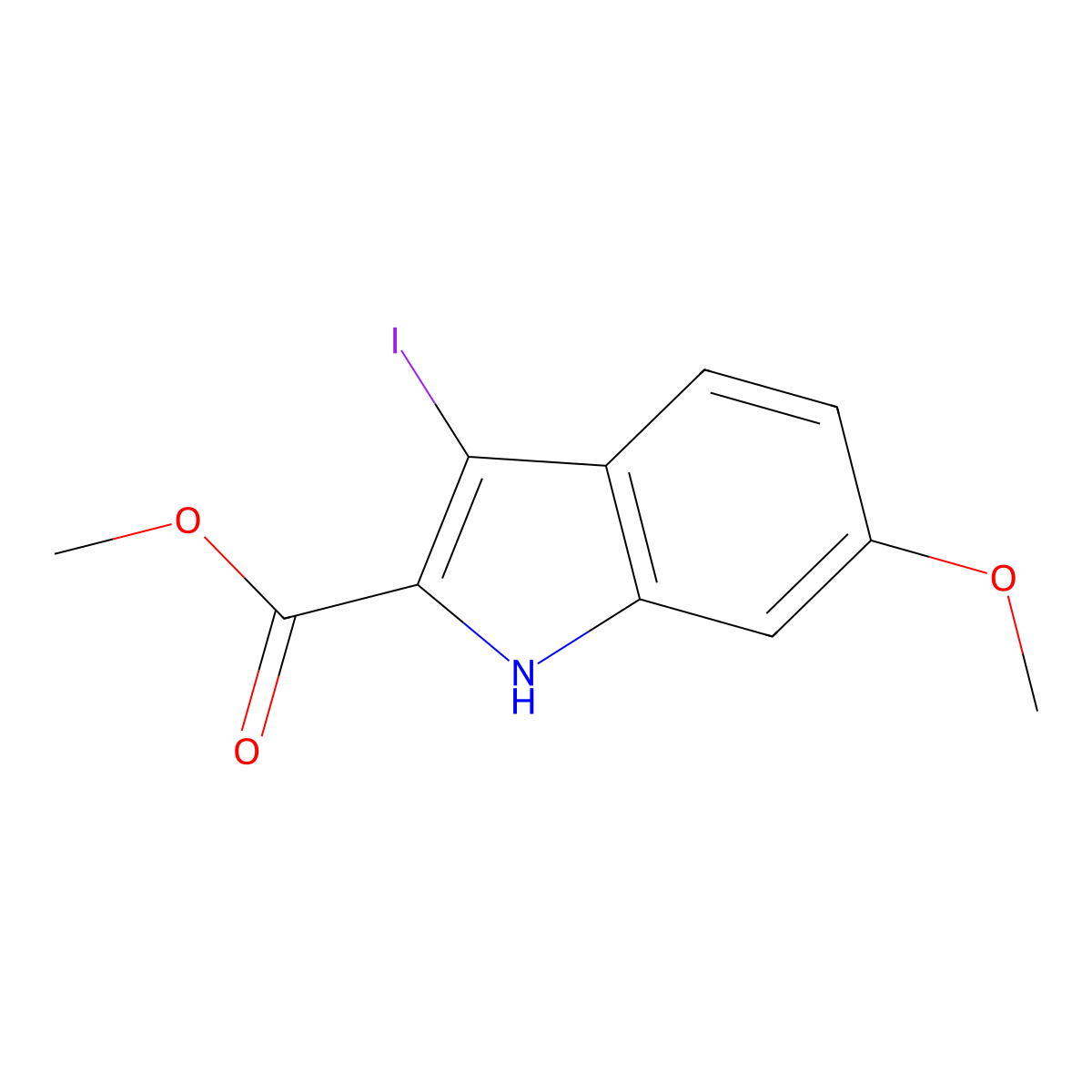 Methyl 3-iodo-6-methoxy-1H-indole-2-carboxylate molecular structure, CAS 1708168-17-5