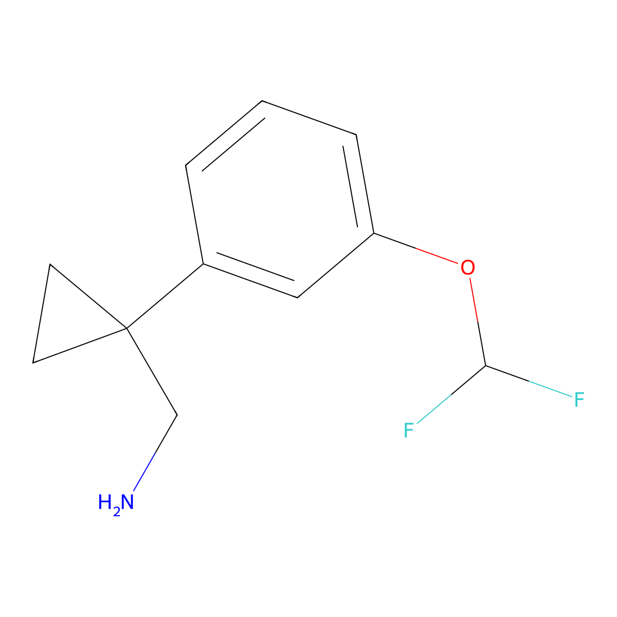 {1-[3-(Difluoromethoxy)phenyl]cyclopropyl}methanamine molecular structure, CAS 1708168-58-4