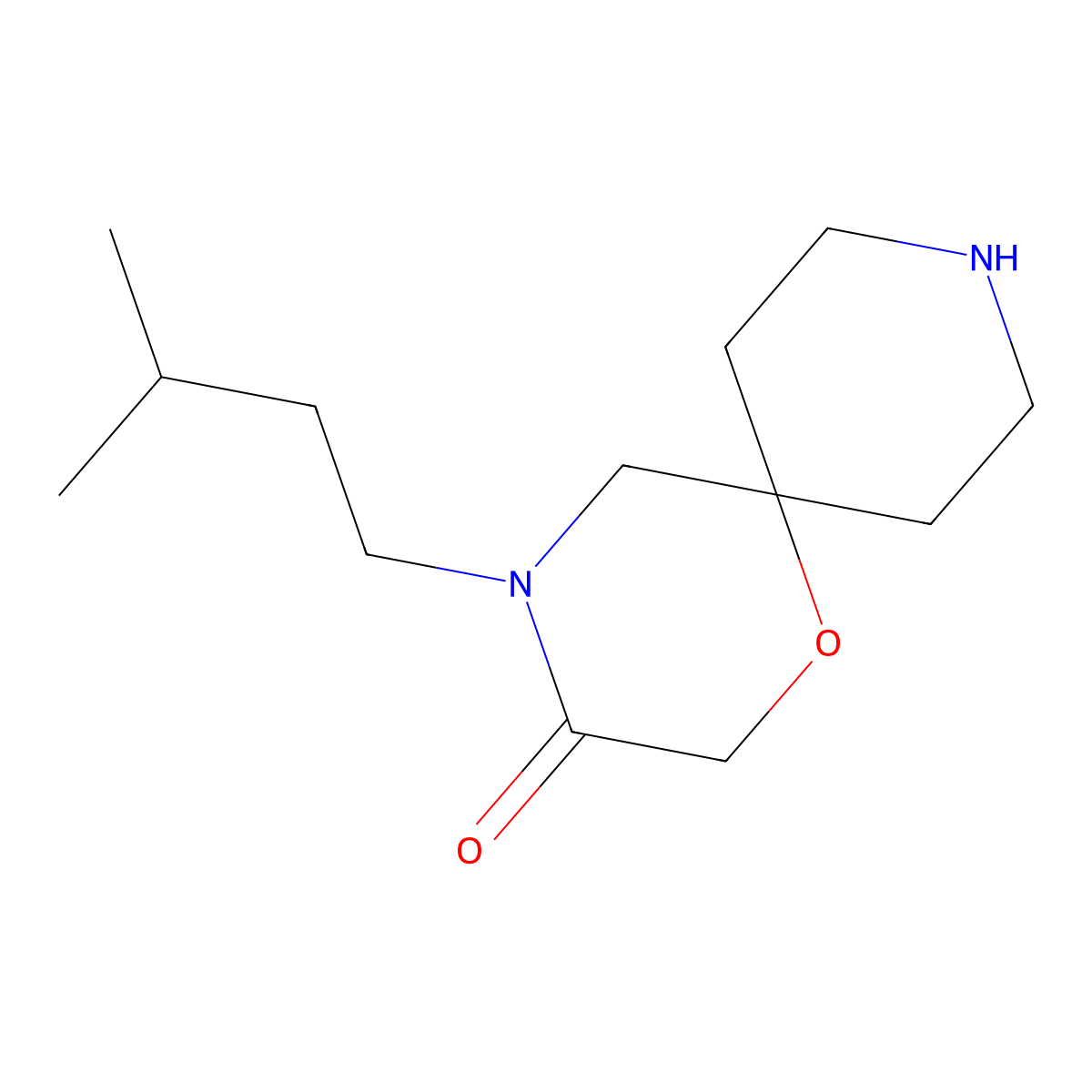 4-Isopentyl-1-oxa-4,9-diazaspiro[5.5]undecan-3-one molecular structure, CAS 1708178-92-0