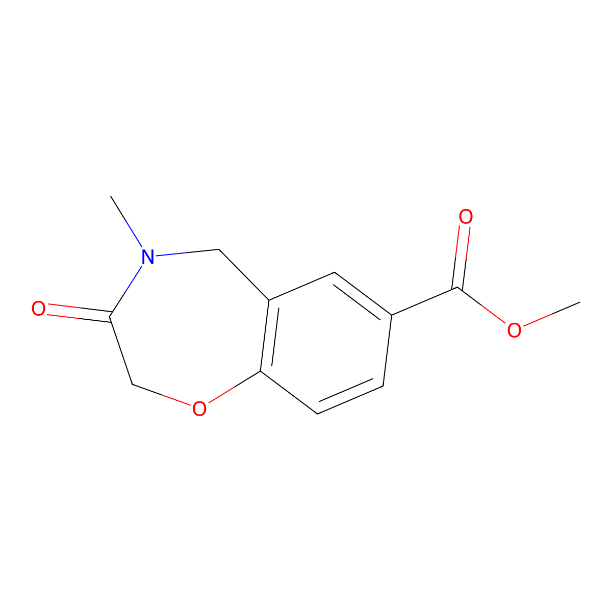 Methyl 4-methyl-3-oxo-2,3,4,5-tetrahydro-1,4-benzoxazepine-7-carboxylate molecular structure, CAS 1708179-07-0