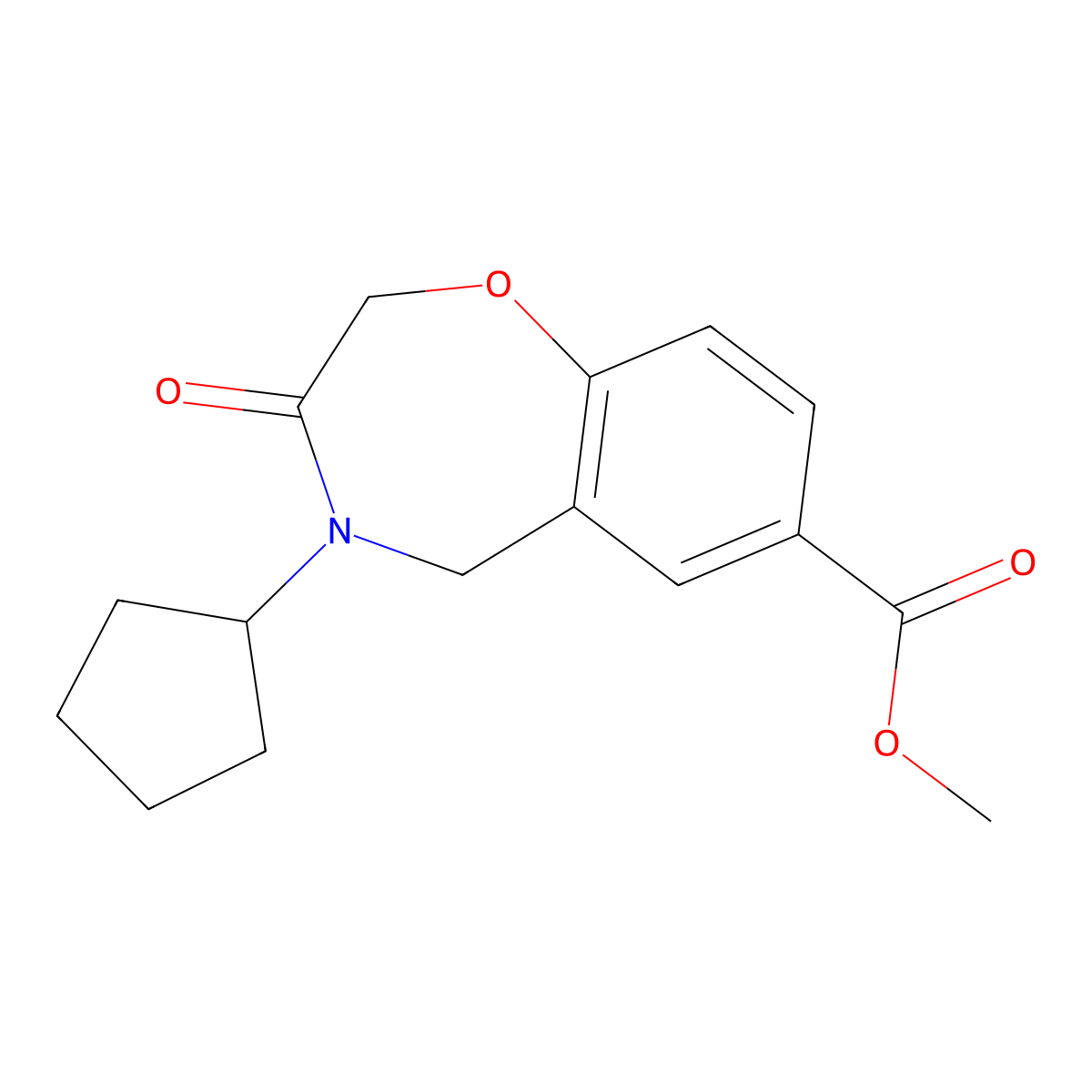 Methyl 4-cyclopentyl-3-oxo-2,3,4,5-tetrahydrobenzo[f][1,4]oxazepine-7-carboxylate molecular structure, CAS 1708179-13-8