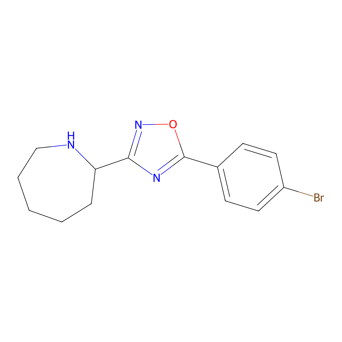 3-(Azepan-2-yl)-5-(4-bromophenyl)-1,2,4-oxadiazole molecular structure, CAS 1708179-27-4
