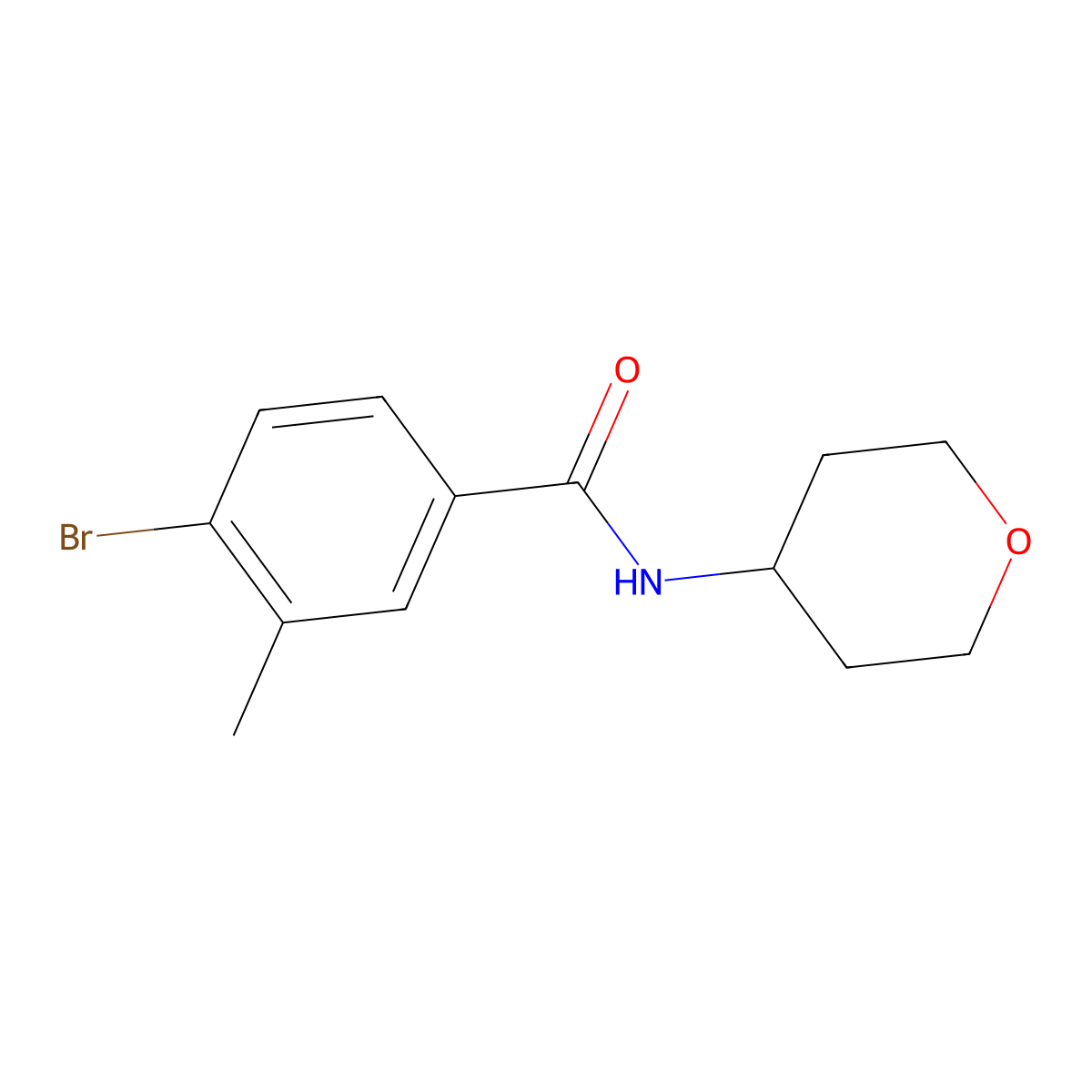 4-Bromo-3-methyl-N-(oxan-4-yl)benzamide molecular structure, CAS 1708182-67-5