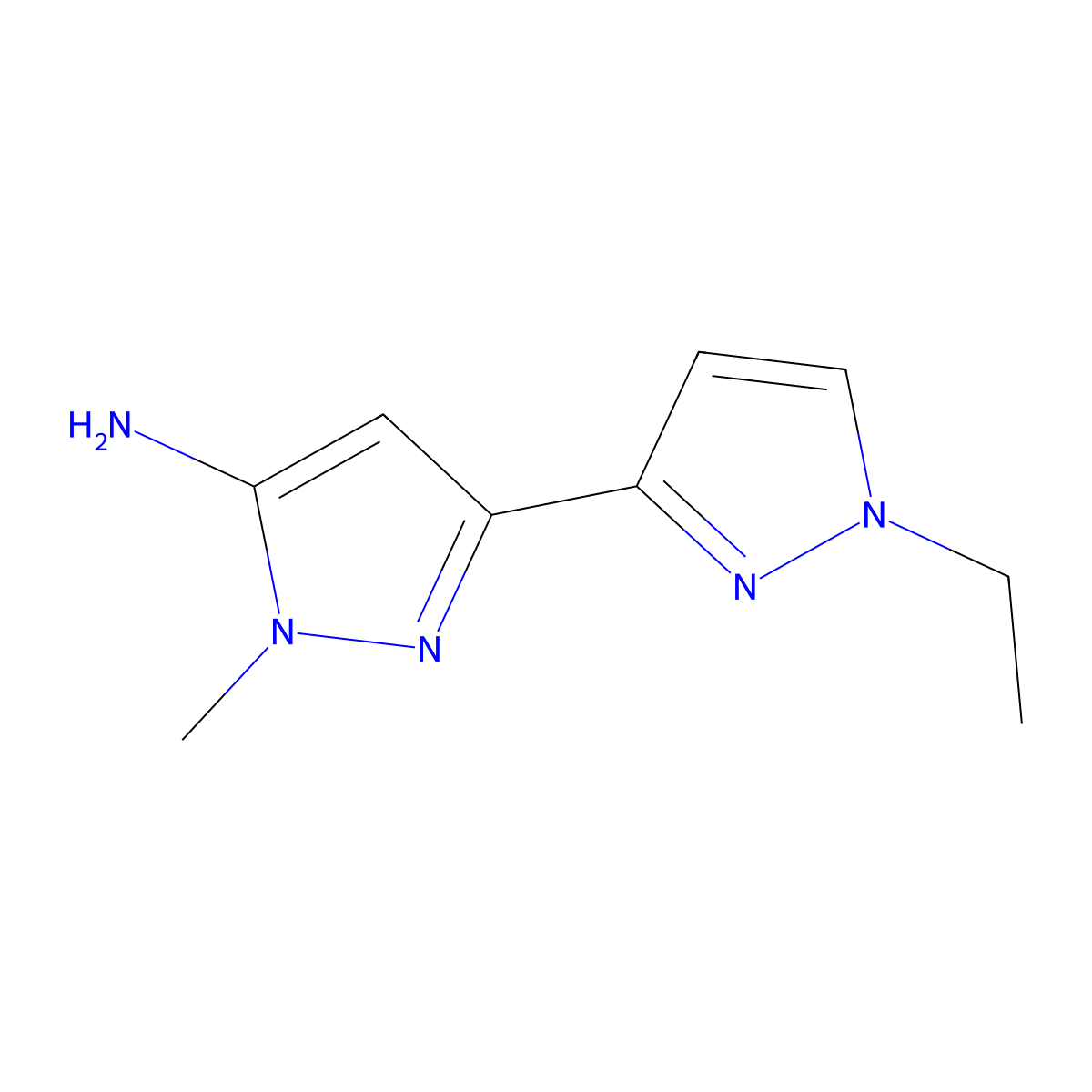 3-(1-ethyl-1H-pyrazol-3-yl)-1-methyl-1H-pyrazol-5-amine molecular structure, CAS 1708199-28-3