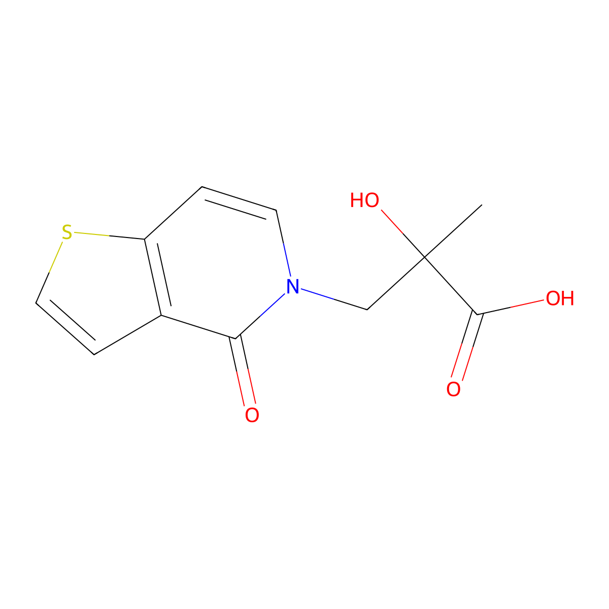 2-hydroxy-2-methyl-3-{4-oxo-4H,5H-thieno[3,2-c]pyridin-5-yl}propanoic acid molecular structure, CAS 1708229-12-2