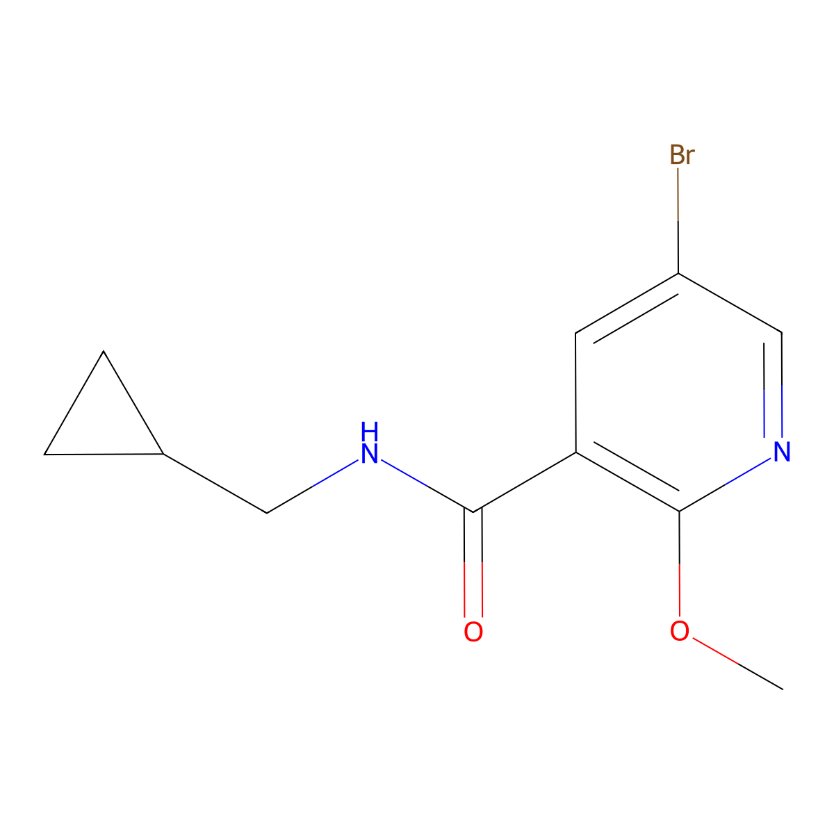 5-Bromo-N-(cyclopropylmethyl)-2-methoxynicotinamide molecular structure, CAS 1708250-62-7