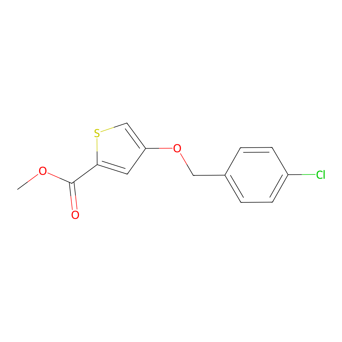 Methyl 4-((4-chlorobenzyl)oxy)thiophene-2-carboxylate molecular structure, CAS 1708251-14-2