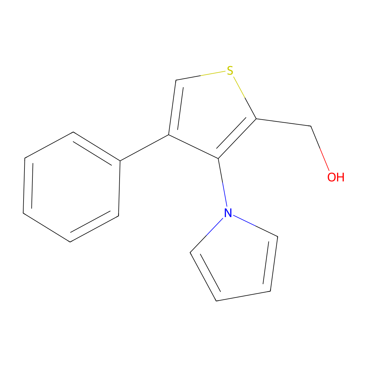 [4-phenyl-3-(1H-pyrrol-1-yl)-2-thienyl]methanol molecular structure, CAS 1708251-29-9