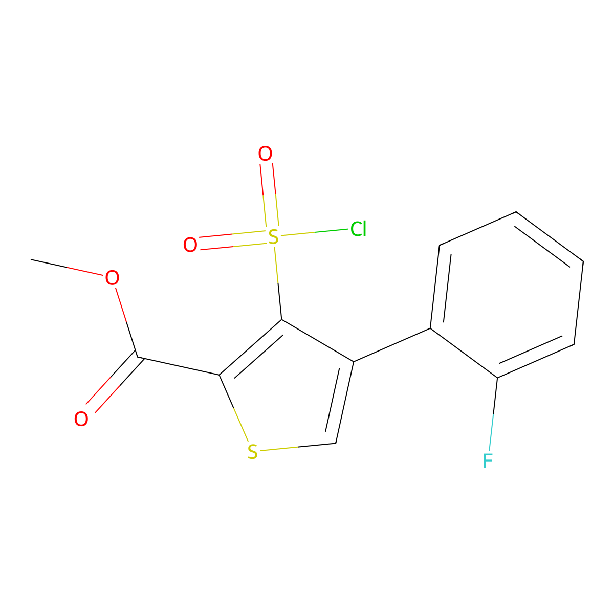 Methyl 3-(chlorosulfonyl)-4-(2-fluorophenyl)thiophene-2-carboxylate molecular structure, CAS 1708251-34-6