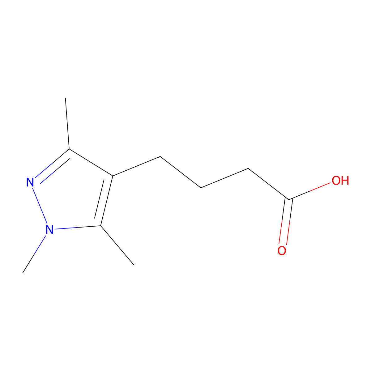4-(1,3,5-trimethyl-1H-pyrazol-4-yl)butanoic acid molecular structure, CAS 1708251-35-7