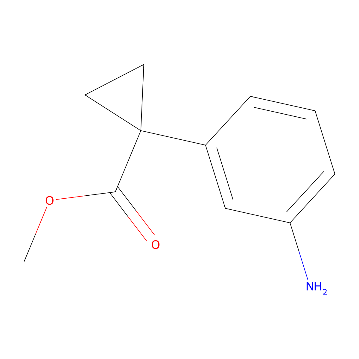 Methyl 1-(3-aminophenyl)cyclopropanecarboxylate molecular structure, CAS 1708251-43-7