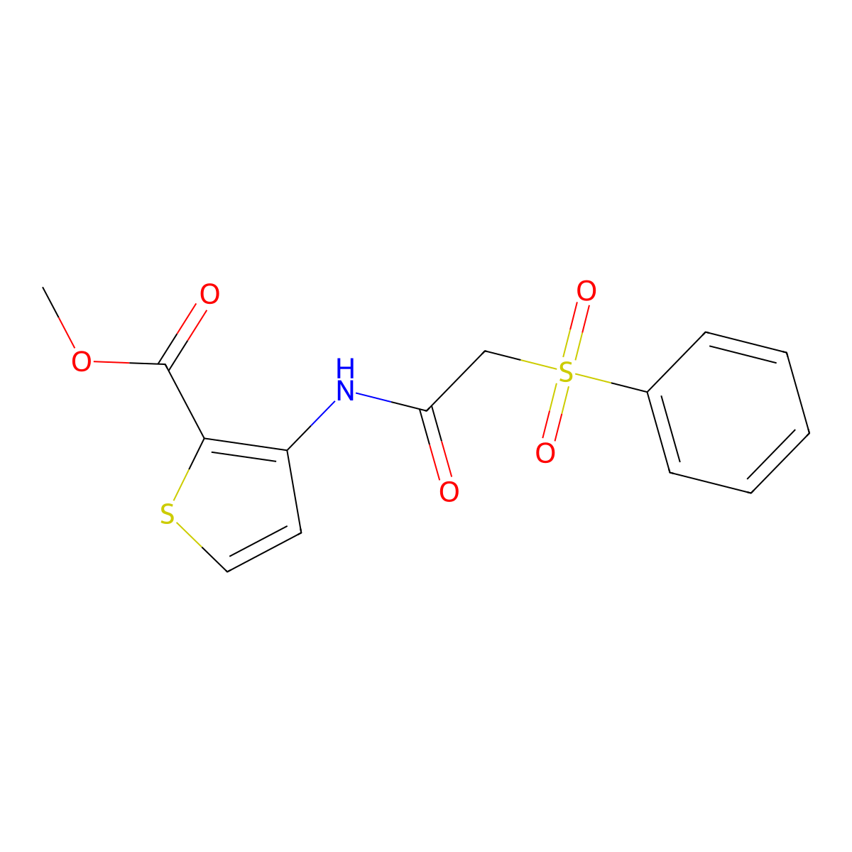 Methyl 3-{[(phenylsulfonyl)acetyl]amino}thiophene-2-carboxylate molecular structure, CAS 1708268-18-1