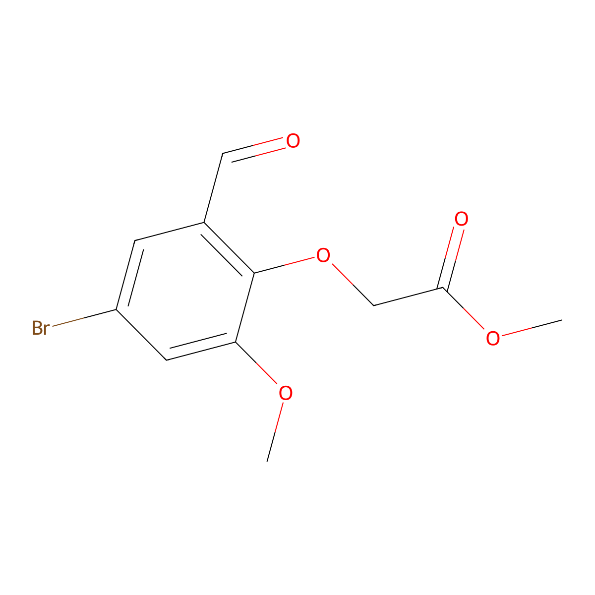 Methyl (4-bromo-2-formyl-6-methoxyphenoxy)acetate molecular structure, CAS 1708269-61-7