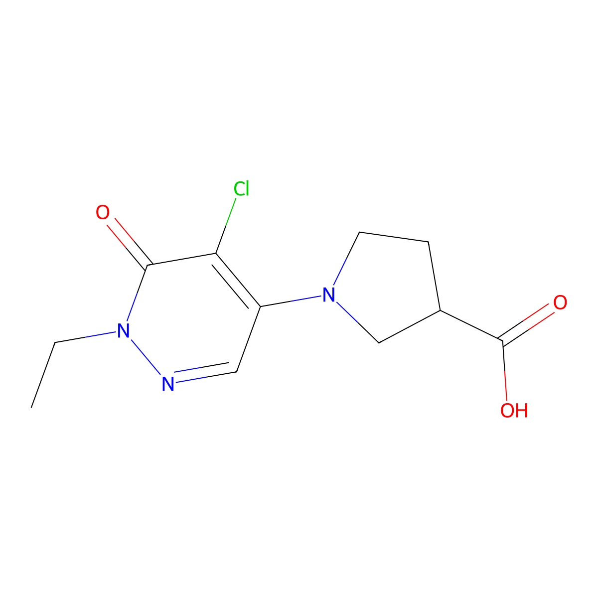 1-(5-Chloro-1-ethyl-6-oxo-1,6-dihydropyridazin-4-yl)pyrrolidine-3-carboxylic acid molecular structure, CAS 1708288-16-7