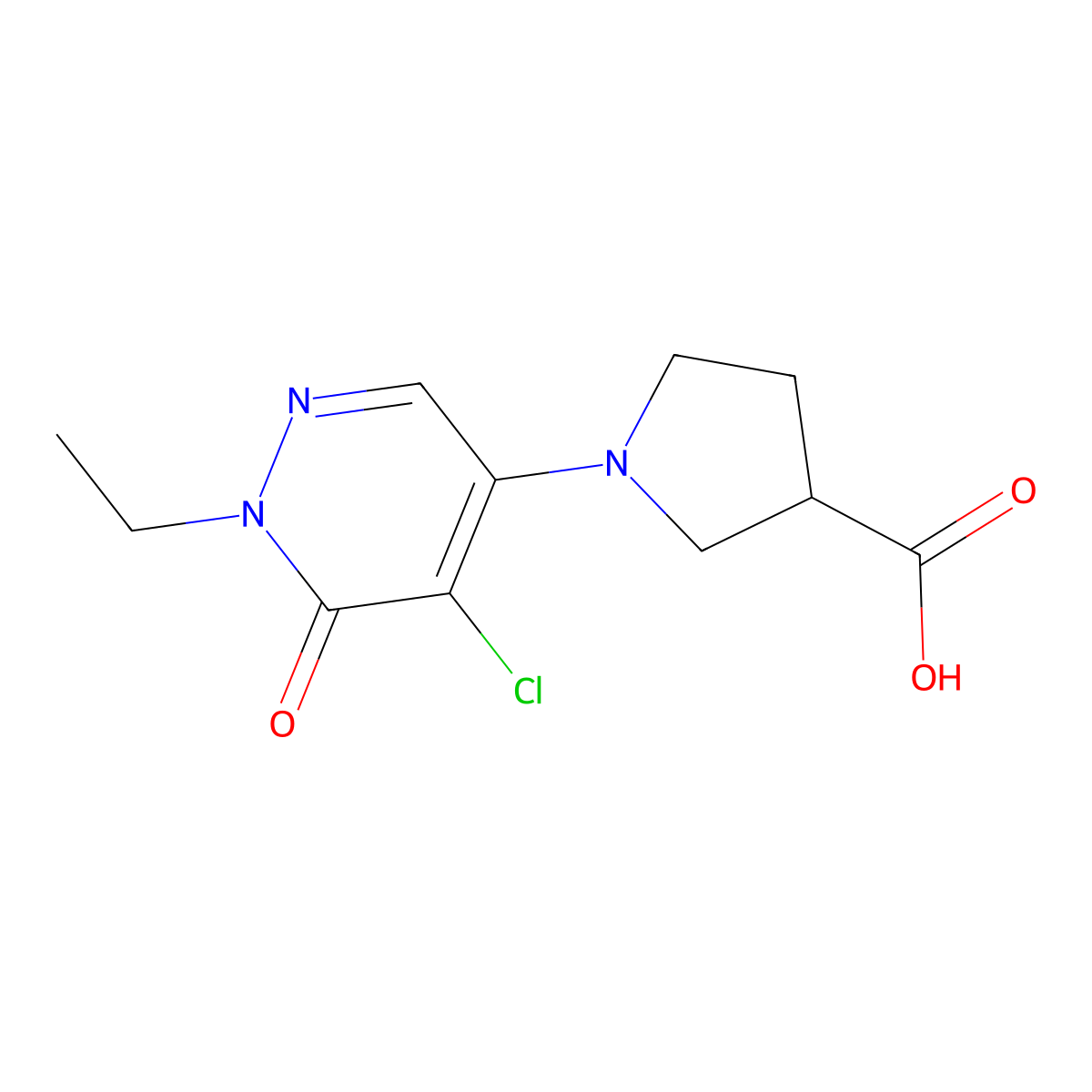 1-(5-Chloro-1-ethyl-6-oxo-1,6-dihydropyridazin-4-yl)pyrrolidine-3-carboxylic acid molecular structure, CAS 1708288-16-7